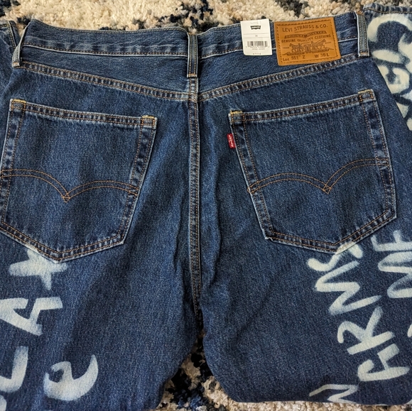 LEVIS PREMIUM: STRAIGHT CROP INDIGO PATTERN JEANS SZ 36 - Picture 3 of 3
